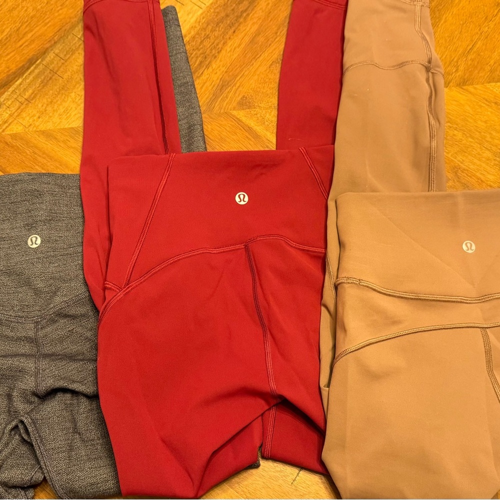 lululemon athletica Leggings - Bold Red, Charcoal Gray, Tan